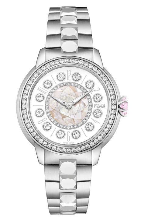 fendi ishine diamond bezel rotating bracelet watch 42mm|Fendi shirts for women.